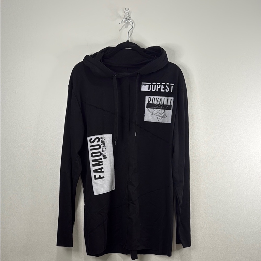 Black Long Sleeve Tee with Graphic Print